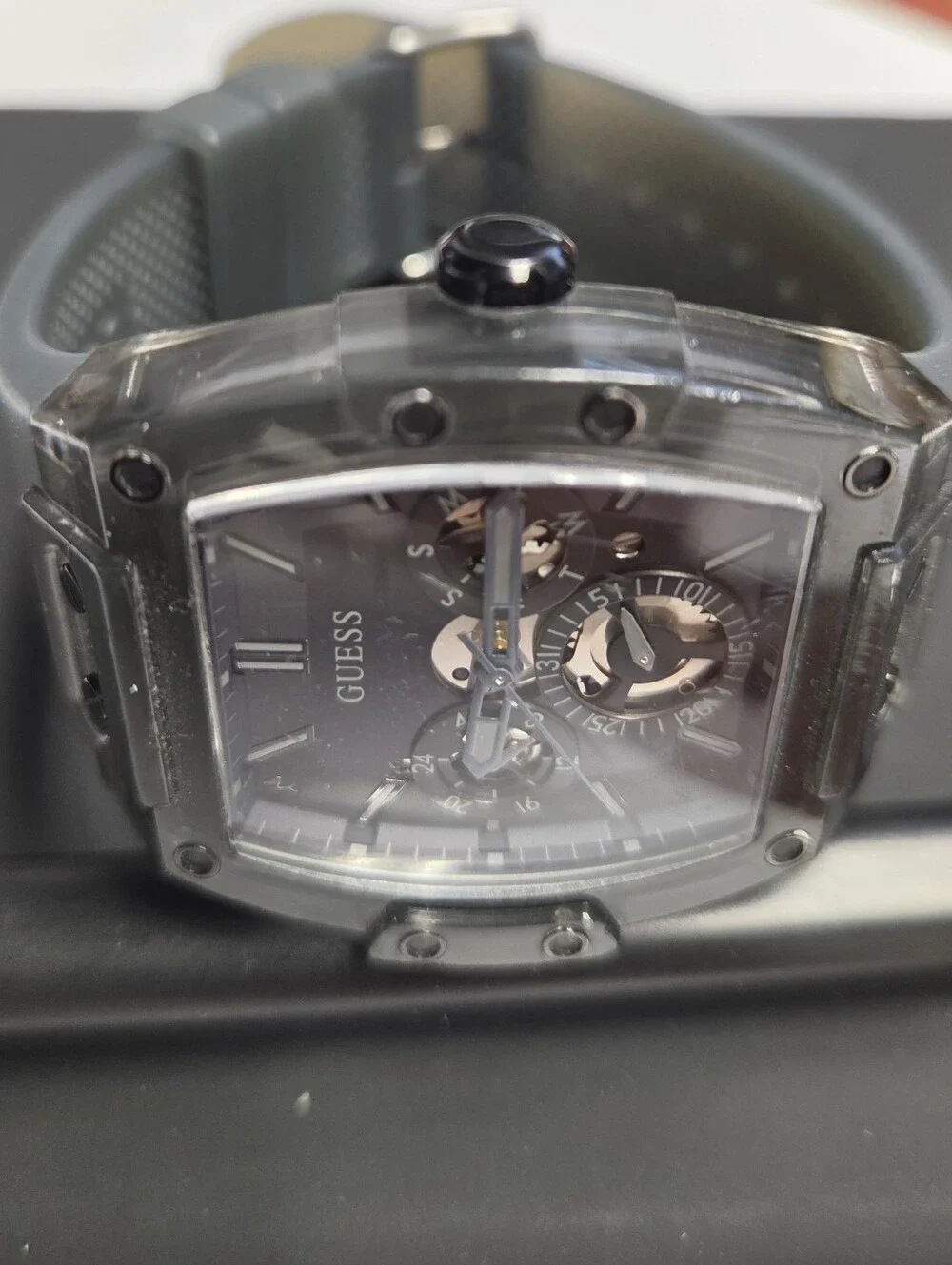 GUESS Men's Gray Watch with Silicone Strap